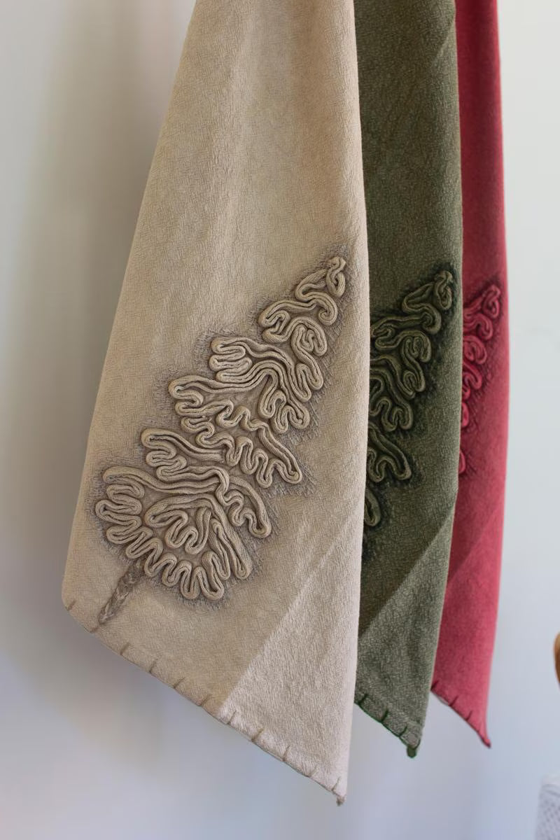Christmas Tree Kitchen Towels, Set of 3 – Red, Green & White Holiday Hand Towels – view 2