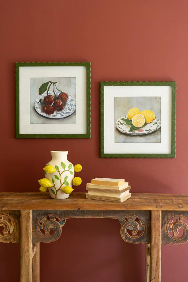 Set of 2 Framed Fruit Prints Under Glass