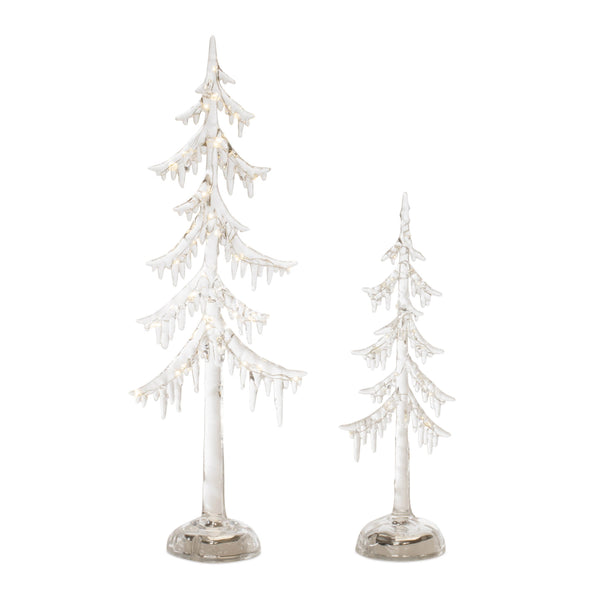 LED Acrylic Dripping Pine Trees Set of 2