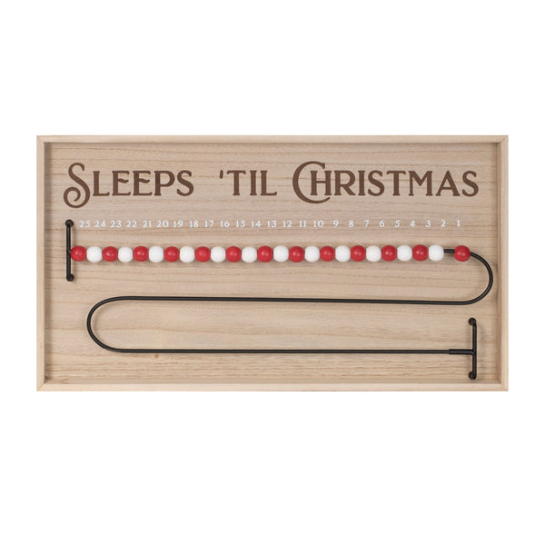 Wood Beaded Sleeps Til Christmas Countdown