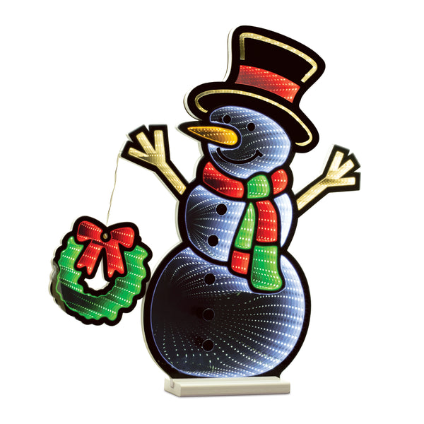 Lighted Snowman and Wreath EkkoLight