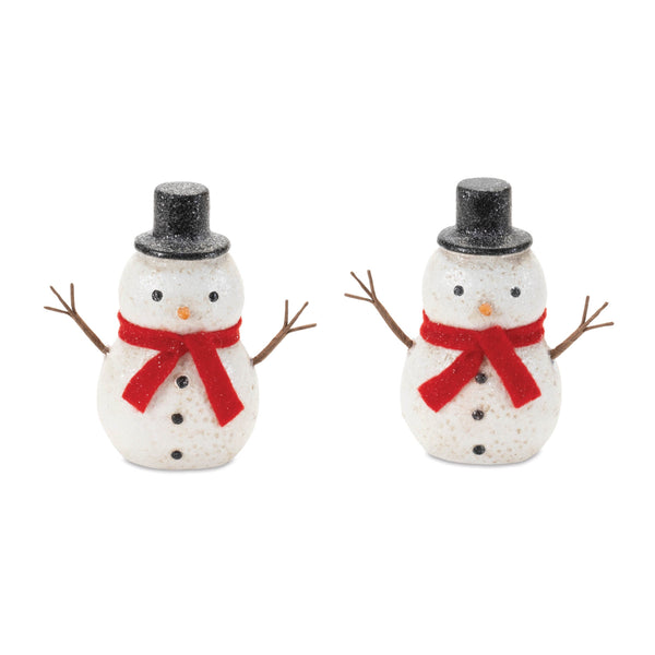 Glittered Snowman Figurines Set of 6