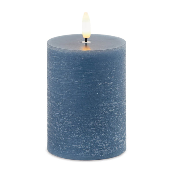 Melrose Raw-Set of 2 Blue Pillar LED Candles FIA Wick Technology – Glam Contemporary Décor