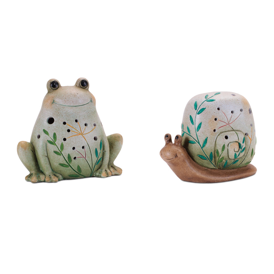 Terra Cotta Frog & Snail Figurines, Set of 2 – Garden Decor