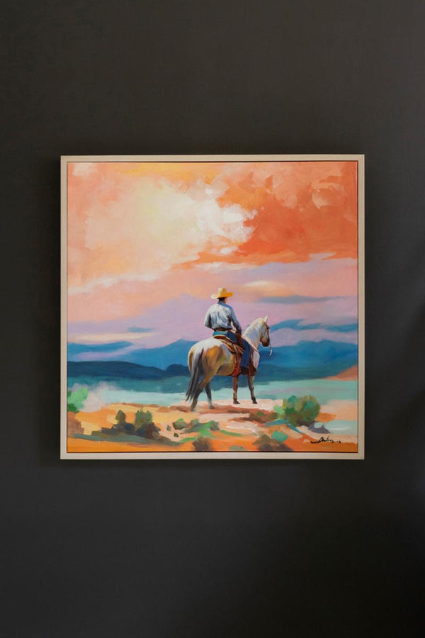 Framed Acrylic Painting Cowboy