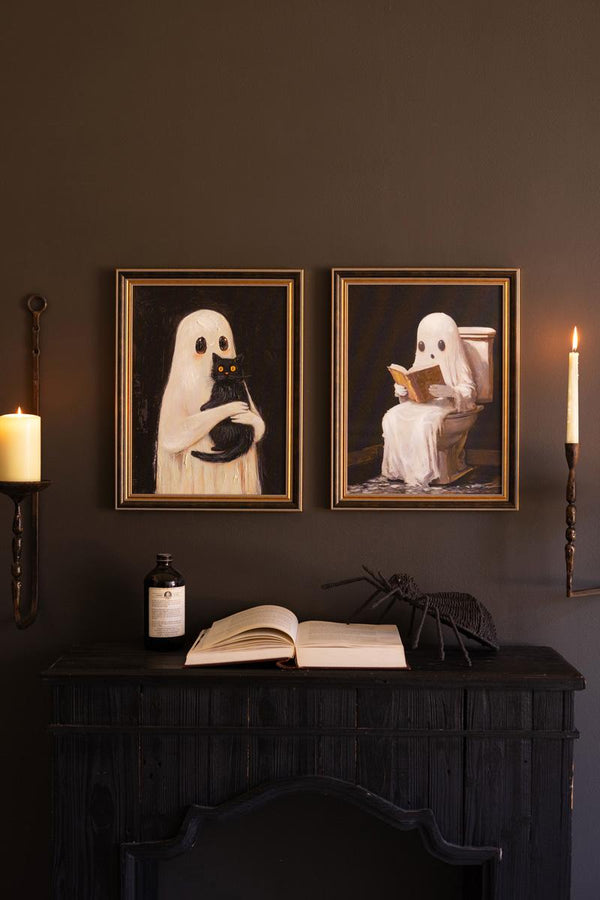 Set of Two Halloween Ghosts Paintings