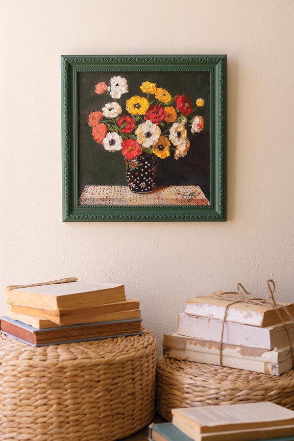 Green Framed Still Life Painting
