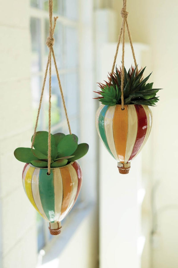 Hot Air Balloon Hanging Planters Set of 2