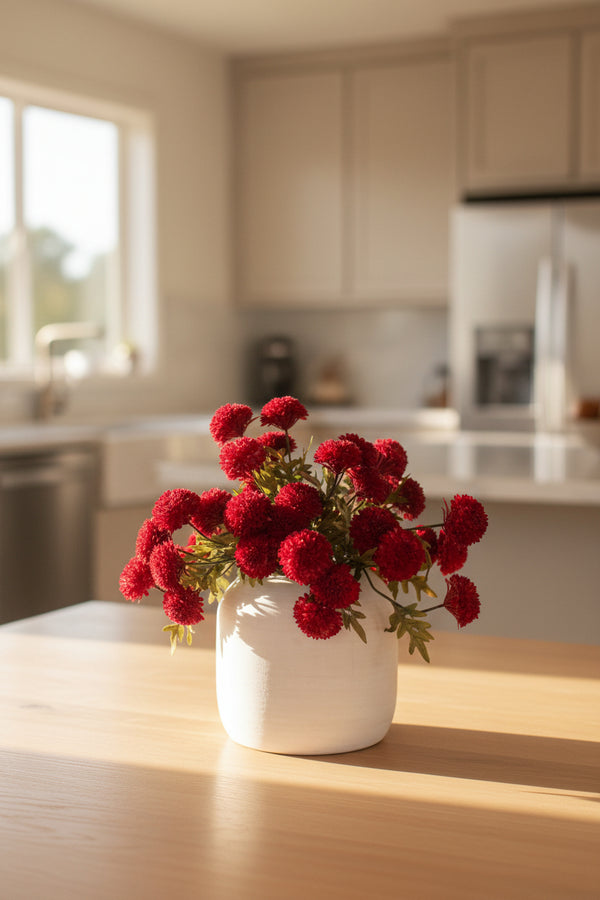 Kalalou Raw-Set of 6 Red Artificial Dahlia Bundles – Plastic Farmhouse Spring Décor