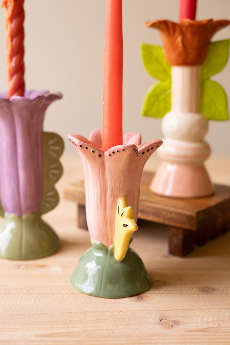 Flower candle holders with tapers
