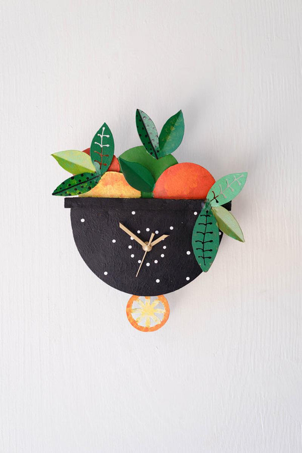 Lemon Fruit Wall Clock Eclectic Kitchen Decor