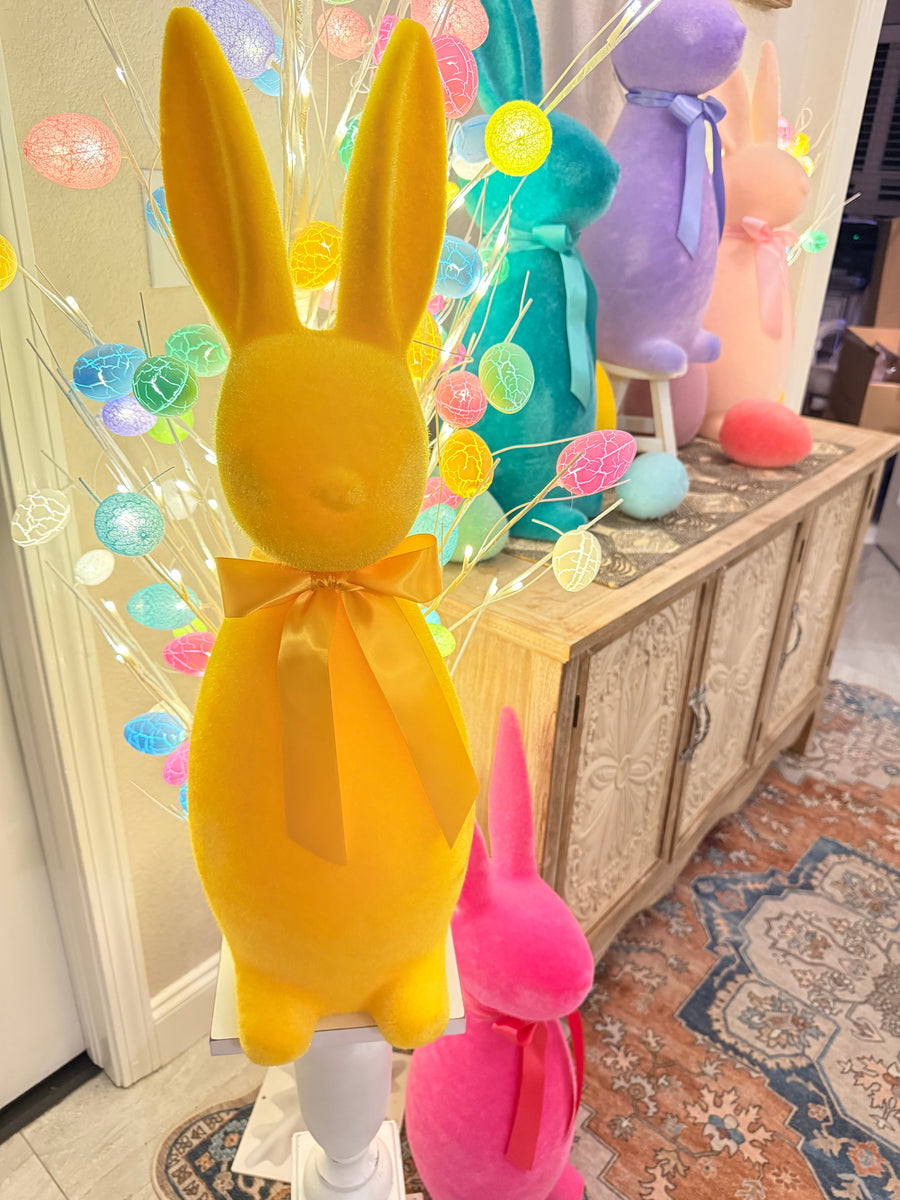 27" Flocked Standing Bunny Figurine Easter Décor (Assorted)