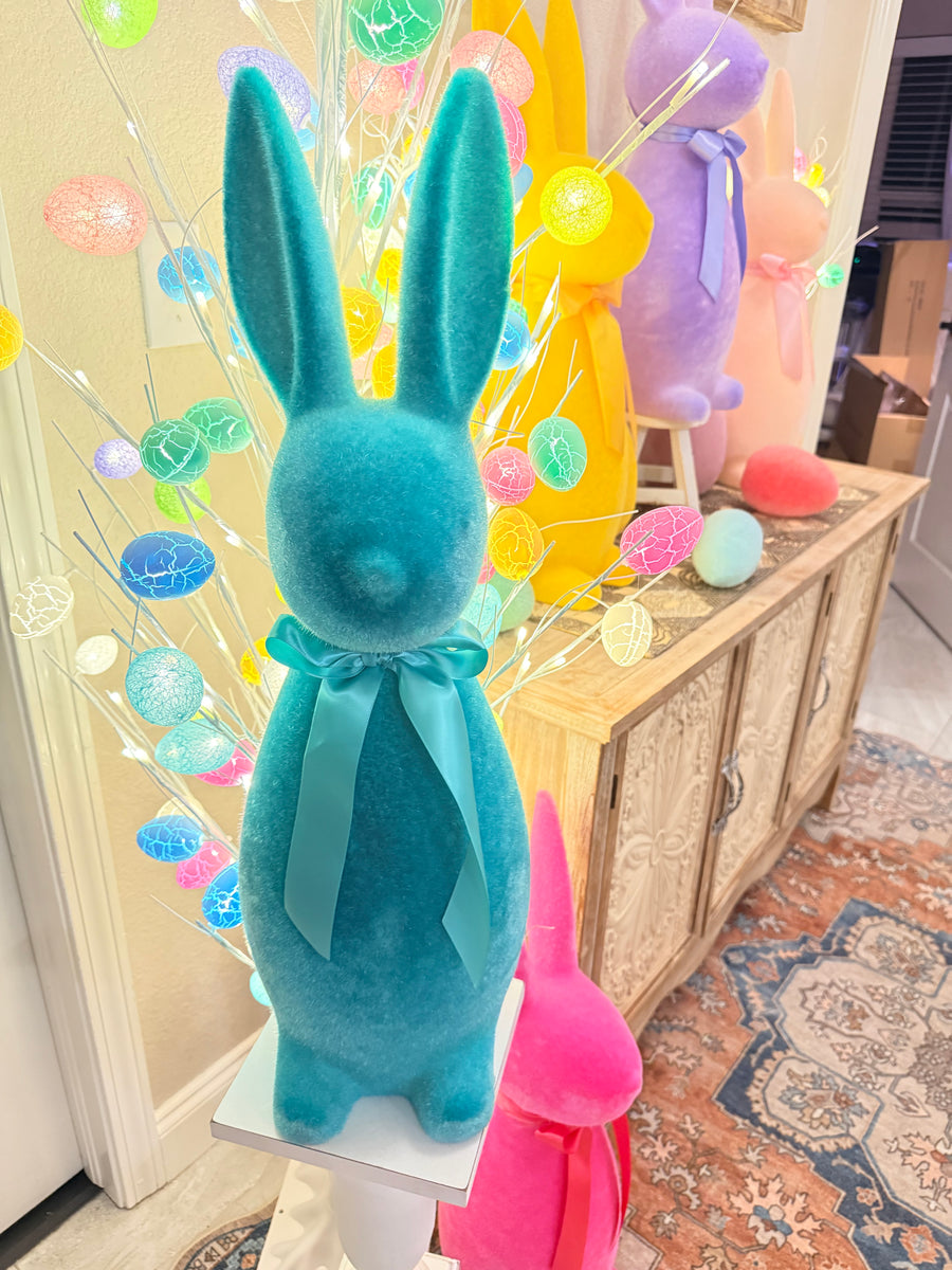 27" Flocked Standing Bunny Figurine Easter Décor (Assorted)