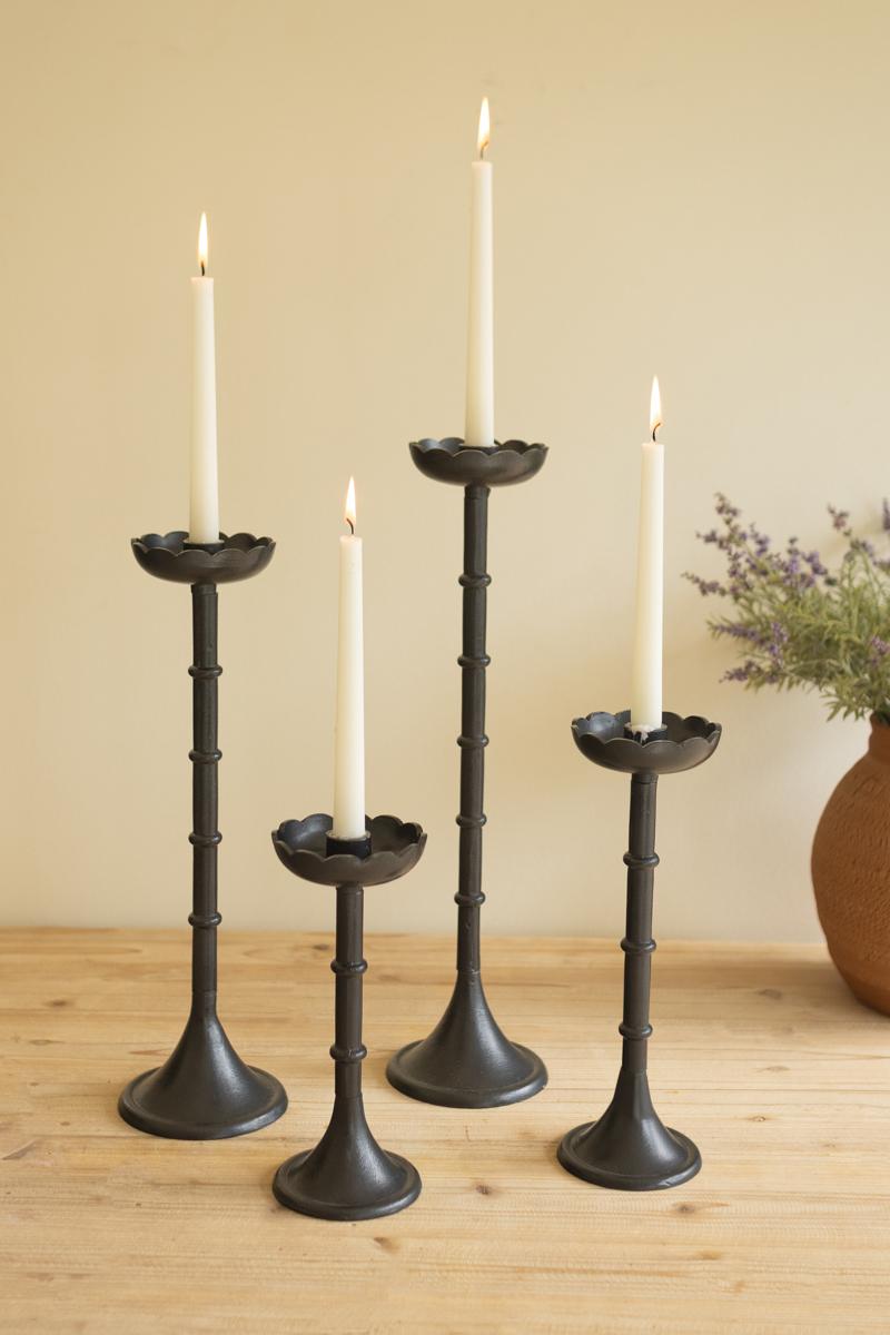 Cast aluminum candle holders close-up