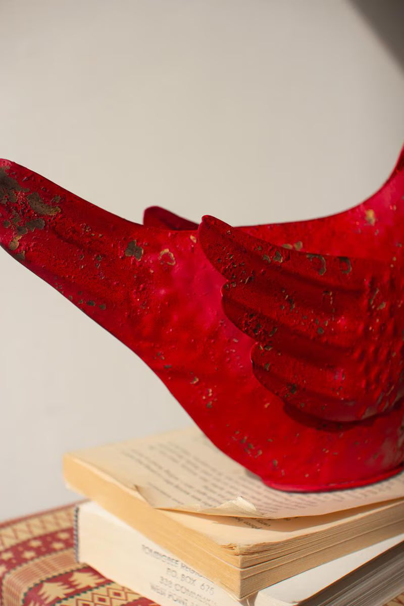 Set of 2 Painted Metal Christmas Cardinals