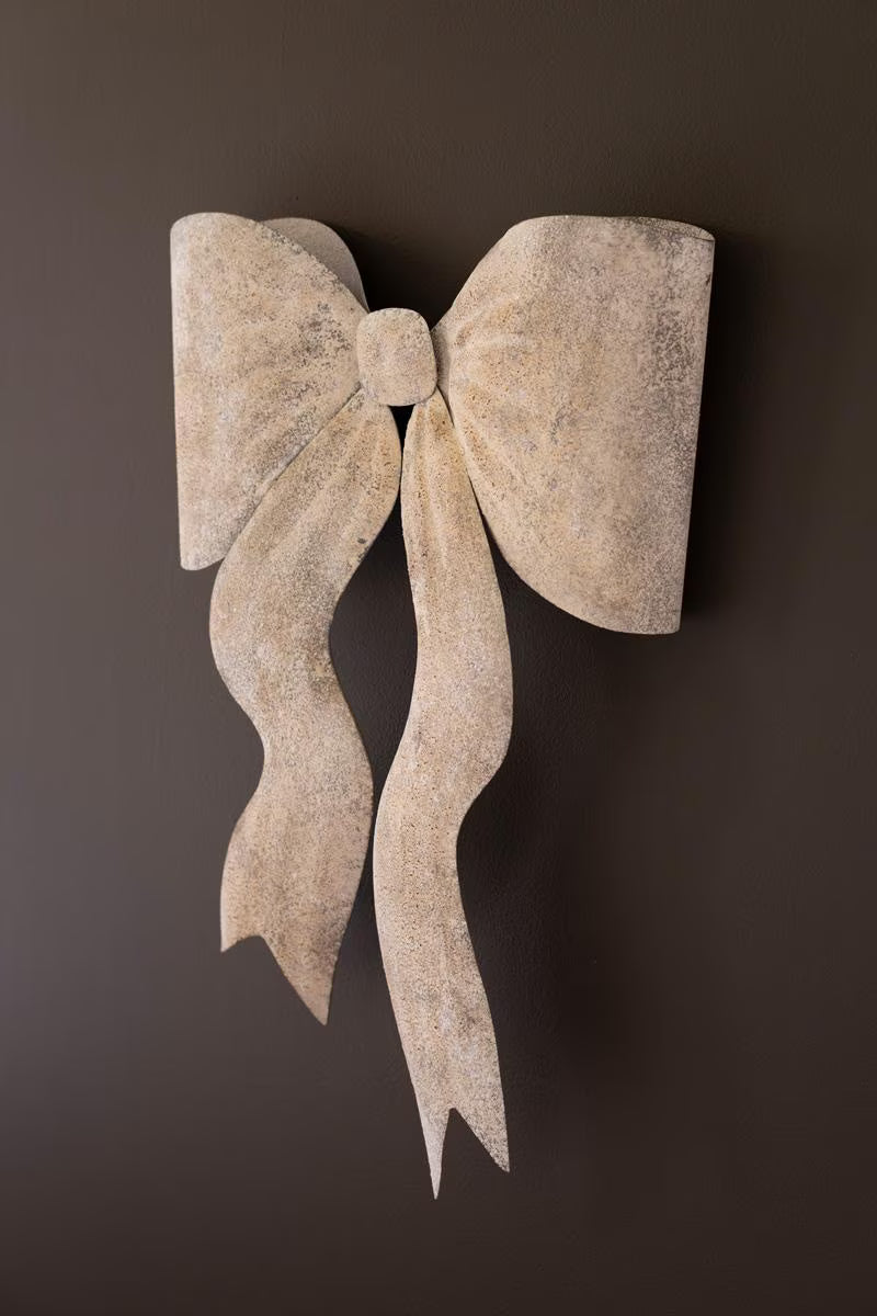 Rustic White Metal Christmas Bow Door Hanger