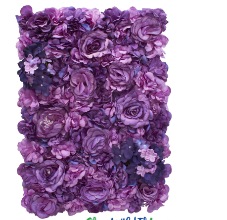 Flower Wall 15.5" x 23.25" Premium Purple Roses & Hydrangea Multi-Purple Hues