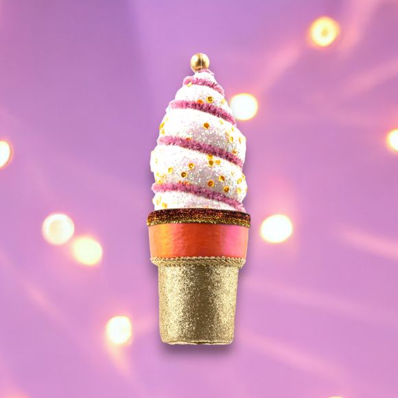 Pink & Gold Swirl Ice Cream Cone Party Decoration