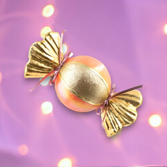 13in Peach & Gold Round Candy Party Decoration