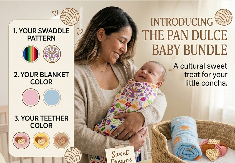 Pan Dulce Baby Bundle — swaddle, muslin blanket and concha teether