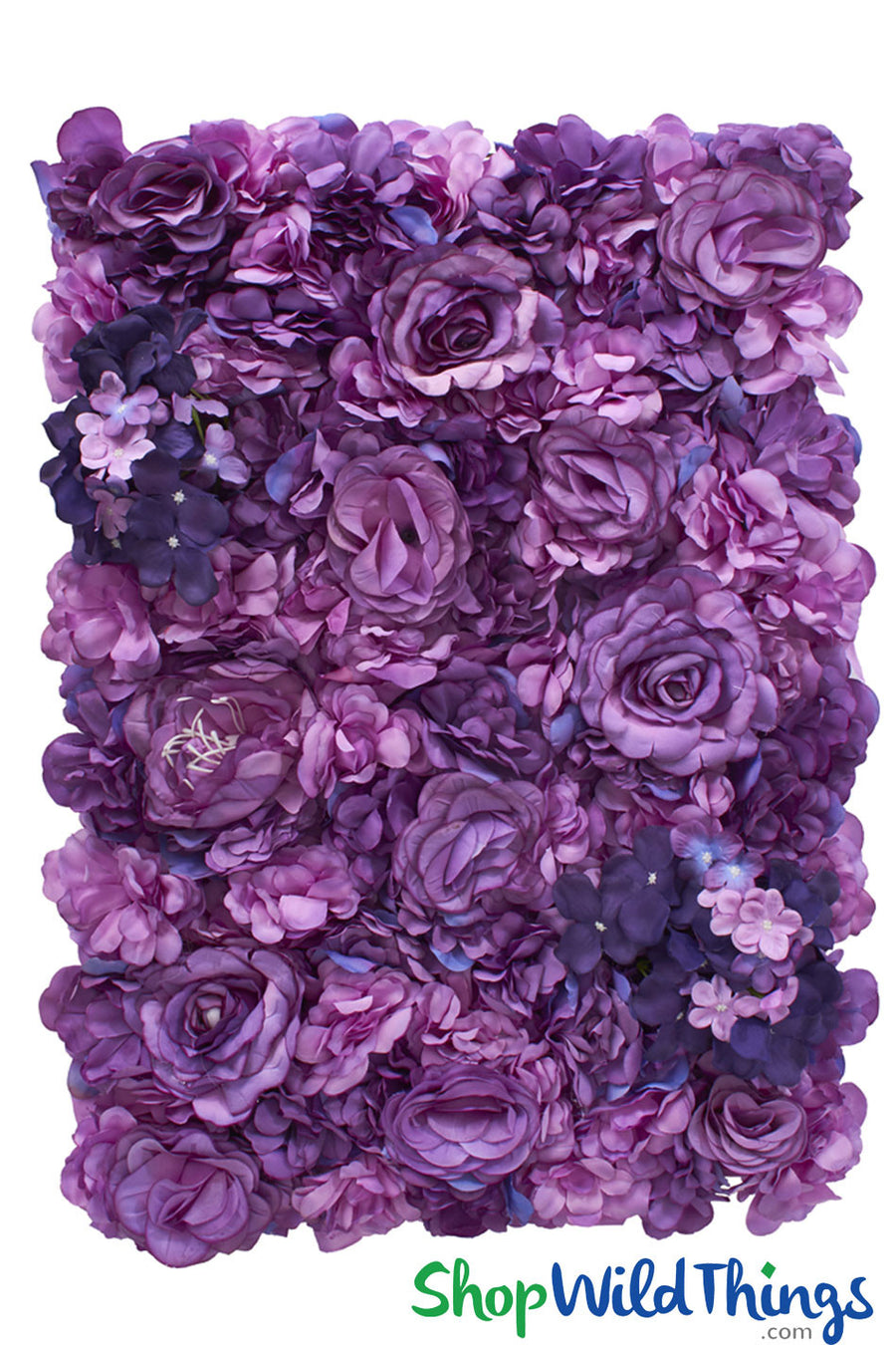 Flower Wall 15.5" x 23.25" Premium Purple Roses & Hydrangea Multi-Purple Hues