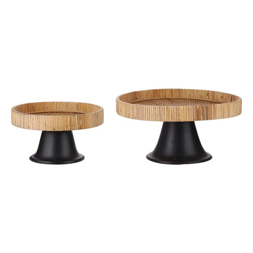 Woven Pedestals with Metal Base — Set of 2 Artisan Display Risers