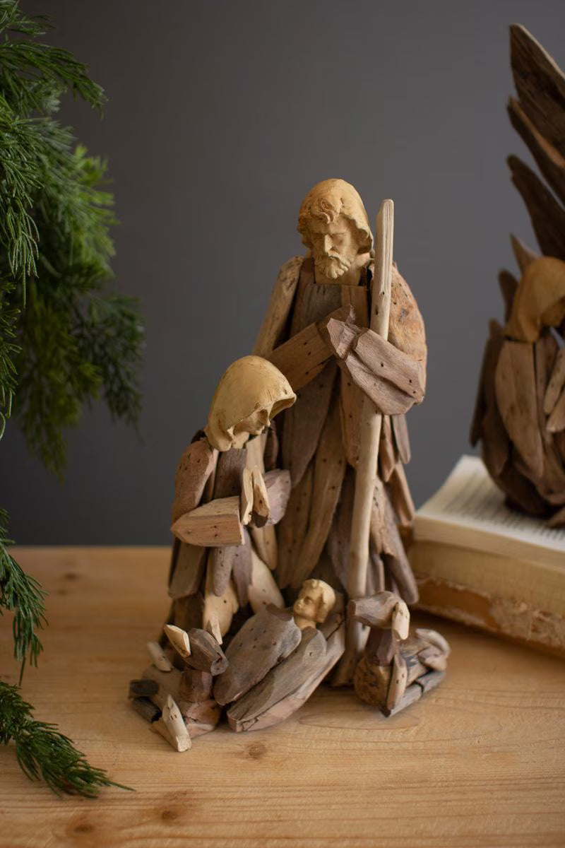 Driftwood Holy Family Nativity – Mary, Joseph and Baby Jesus