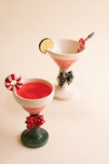 Set of 2 Ceramic Christmas Martini Glasses