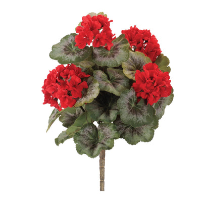 Red Geranium Faux Floral Bush, Set of 2