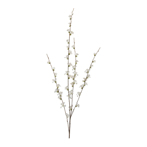 White Blossom Twig Branches, Set of 4