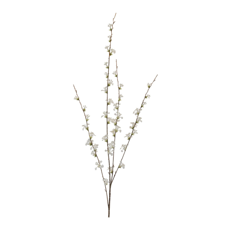 White Blossom Twig Branches, Set of 4