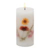 Flameless Pressed Floral Candle 6"H