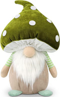 Stuffed toy resembling a mushroom with a white beard on a white background