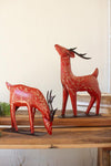 Set of 2 Painted Folk Art Metal Reindeer