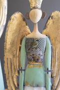 Set of 2 Painted Metal Christmas Angels