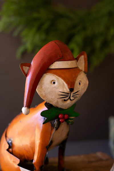 Recycled Metal Christmas Woodland Critters, Set of 3 – Hand-Painted Holiday Figurines – view 2