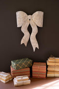 Rustic White Metal Christmas Bow Door Hanger