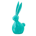 Turquoise ceramic rabbit figurine on a white background