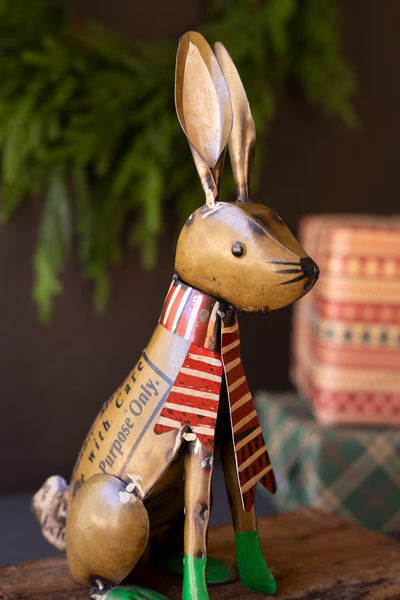 Recycled Metal Christmas Woodland Critters, Set of 3 – Hand-Painted Holiday Figurines – view 3