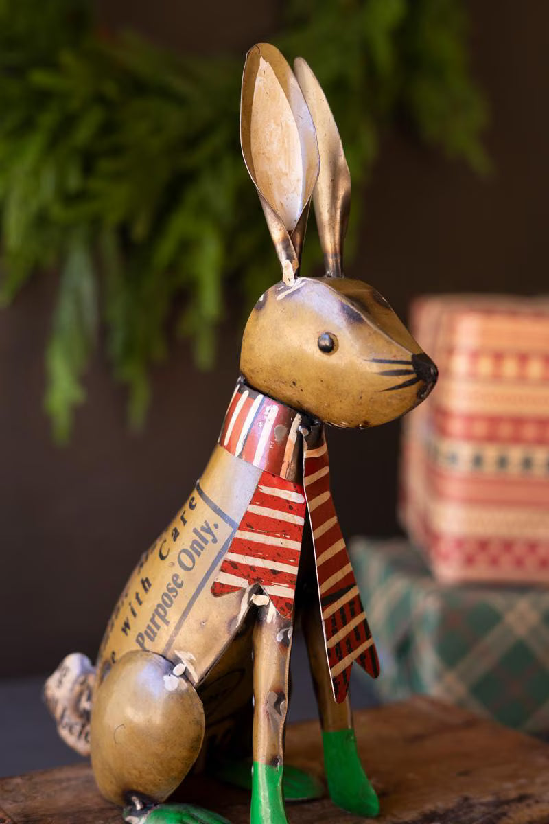 Recycled Metal Christmas Woodland Critters, Set of 3 – Hand-Painted Holiday Figurines – view 3