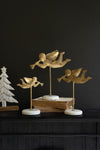 Set of 3 Gold Trumpeting Angels on Marble Bases – Christmas Tabletop Décor