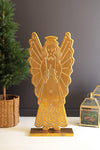 Antique Gold Metal Angel Sculpture