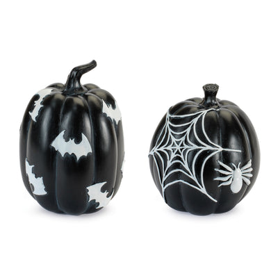 Halloween Spider and Bat Pumpkin Set of 2