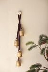 Jingle Bell Cluster with Maroon Velvet Ribbon – Christmas Door & Mantel Hanger