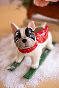 Ceramic Christmas Skiing Dog Figurine - view 4