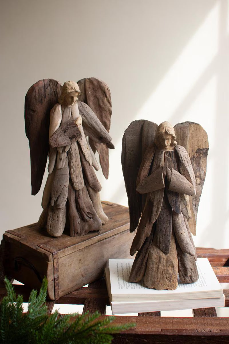 Set of 2 Driftwood Angels