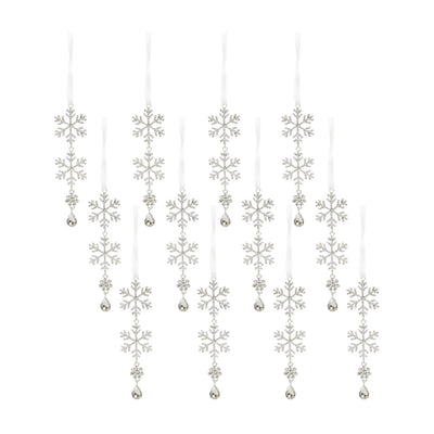 Jewel Tiered Snowflake Drop Ornaments Set of 12