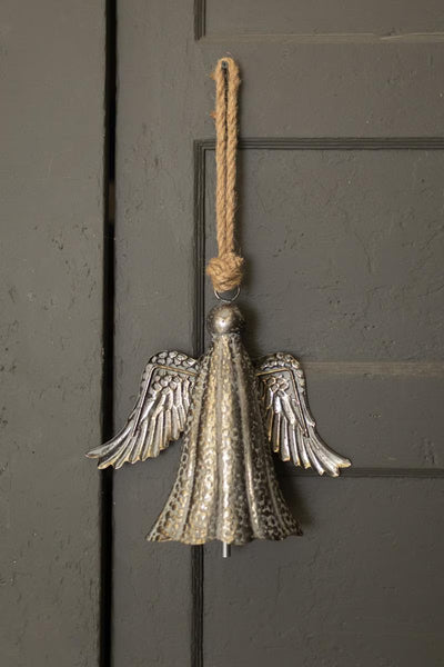 Rustic Metal Angel Bell Door Hanger