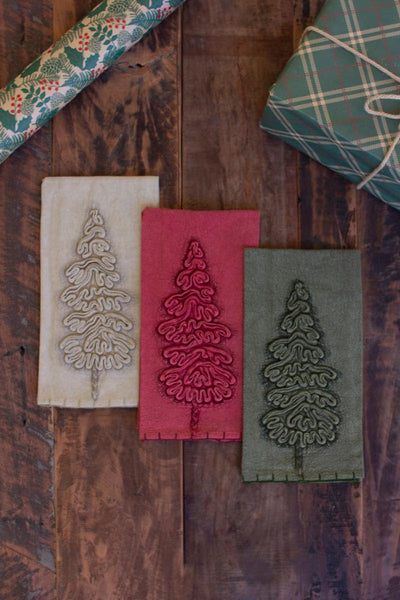 Christmas Tree Kitchen Towels, Set of 3 – Red, Green & White Holiday Hand Towels – view 4