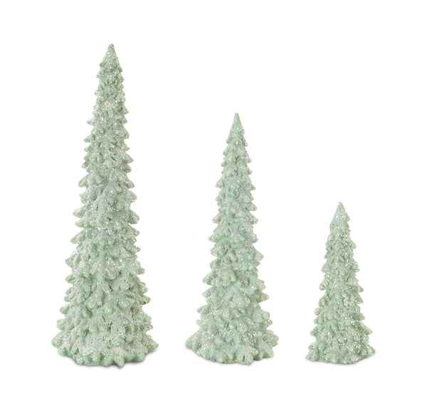 Glittered holiday tree set of 6 mini Christmas trees